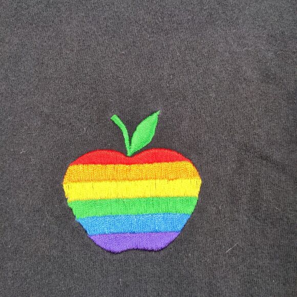 Riot Society Mens Apple Rainbow T-Shirt Black Medium Embroidered Logo - Picture 4 of 12